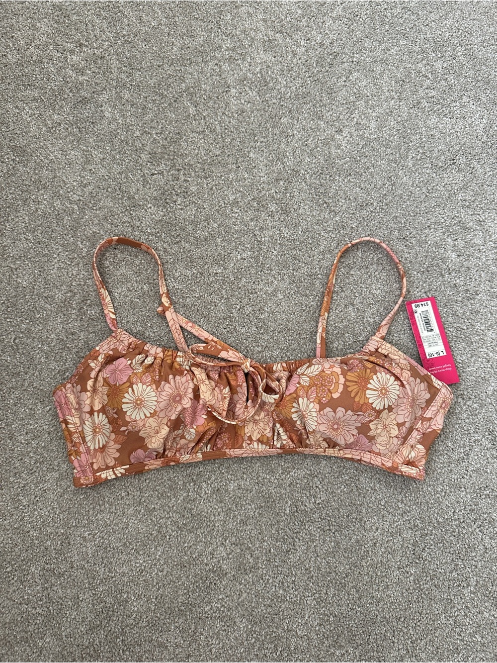 Xhilaration Floral Tie-Front Bralette in Rust and Pink